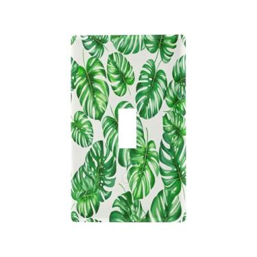 Imagem de Blueangle Capa de placa de parede para interruptor de luz - Capa decorativa para interruptor de luz de palma verde tropical placa de parede, tamanho 1 gangue 4,53 x 2,76 polegadas (39)