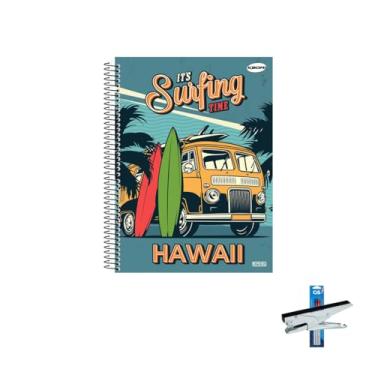 Imagem de Kit Caderno Masculino 1 Matéria Capa Dura 96 Folhas + Caneta Esferográfica 0.7mm + Grampeador Alicate