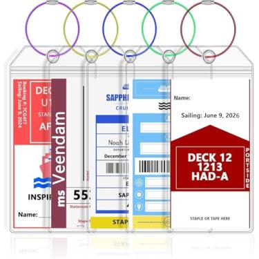 Imagem de Porta-etiquetas de bagagem de carnaval, fecho de correr transparente para etiquetas de bagagem de cruzeiro com laços de aço, serve impresso (não enviado), navios de cruzeiro de carnaval e etiquetas