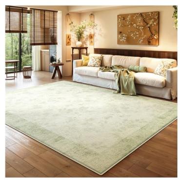 Imagem de SPXMQSS Tapetes para sala de estar, tapete lavável, macio, antiderrapante, pilha baixa, tapete resistente a manchas para quarto, sala de jantar, escritório em casa, verde A 200 x 300 cm