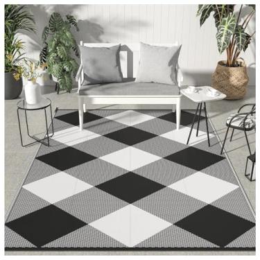 Imagem de SPXMQSS Tapetes ao ar livre para jardim, tapete lavável grande ao ar livre, resistente ao desgaste, fácil limpeza, tapete para acampamento, deck, praia, piquenique, quintal, G 100 x 150 cm