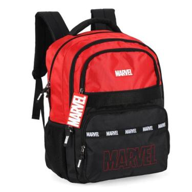 Imagem de Mochila De Costas Juvenil Escolar Passeio Marvel Vermelho - Luxcel