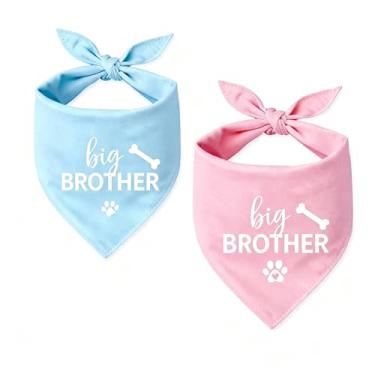Imagem de Pacote com 2 bandanas Big Brother para cães com anúncio de bebê, bandanas para cães, bandanas, bandanas para revelar o gênero Big Brother, para cães, cachecol, acessórios para os amantes de cães (rosa