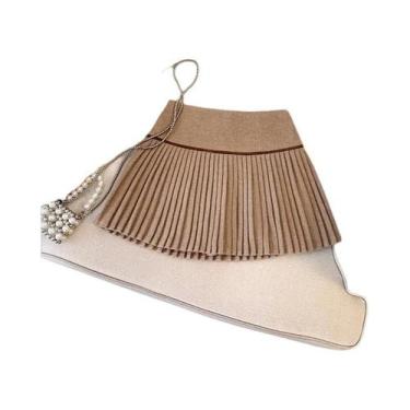 Imagem de Saia Mini De Lã Com Estampa Xadrez De Cintura Alta Para Mulheres, Esti