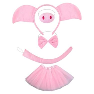 Imagem de simhoa Fantasia de Porquinho com Saia Moderna para Festas de Máscaras, Carnaval e Apresentações de Palco - Meninos, Meninas e Crianças, com Nariz