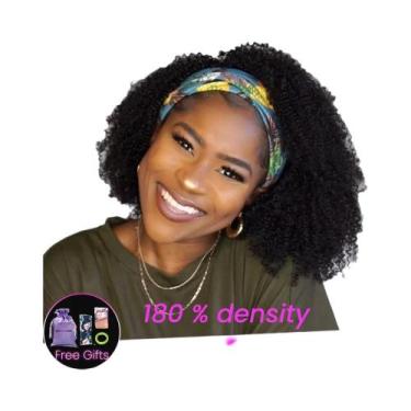 Imagem de Peruca De Cabelo Humano Remy Brasileiro Cacheado Kinky Com Faixa De Ca
