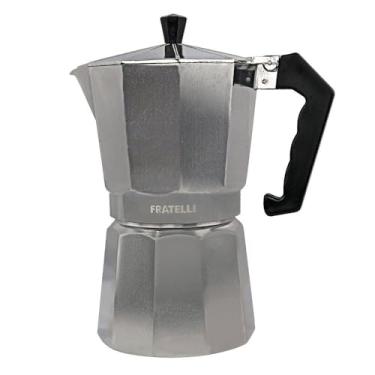 Imagem de Cafeteira Italiana Moka Express de Alumínio, 9 Xícaras, 19cm, Prata com Alça Preta
