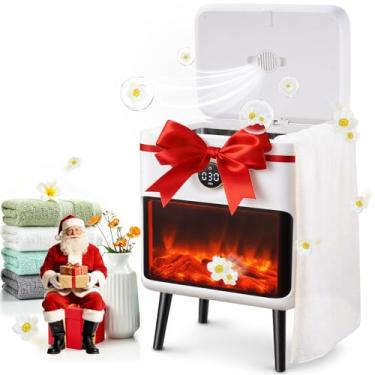 Imagem de AAOBOSI Aquecedor de toalha retangular de luxo - aquecedor de spa e banheiro com fragrância, aquecedor de toalhas com tela de chama 3D, desligamento automático, serve para toalhas, cobertores, roupões