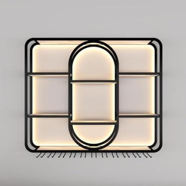Imagem de Rack de vinho pendurado moderno montado na parede rack de vinho rack de vinho montado na parede com luz LED, unidade de barra moder, prateleira flutuante, prateleiras de exibição de garrafa de vinho