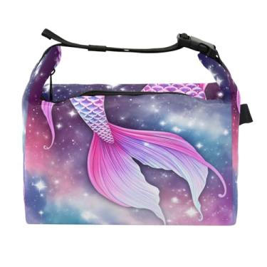 Imagem de Qilmy Linda lancheira com cauda de sereia, lancheira para mulheres e homens, lancheira isolada reutilizável, à prova de vazamento, com alta capacidade para trabalho, piquenique, acampamento150