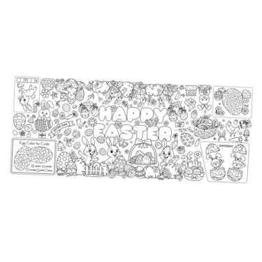 Imagem de Fenteer Pôster de Páscoa para colorir para crianças, toalha de mesa para colorir, decoração de festa de pintura e desenho para escola, estúdio, oficina ou