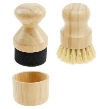 Imagem de KHZSPP Conjunto de 2 peças, aplicador de cera de óleo e escova de esfregar, aplicador de madeira com cabo ergonômico para placa de óleo mineral, bancadas de madeira, cuidados com utensílios