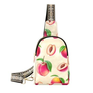 Imagem de CEBUGI Peaches Bolsa feminina pequena tiracolo de couro, pochete para trilhas, viagens ao ar livre