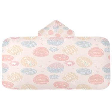 Imagem de CEBUGI Toalha de banho colorida com capuz de ovo de Páscoa para crianças toalha de banho macia absorvente com capuz 127 x 59,7 cm toalha de banho de praia para meninos e meninas