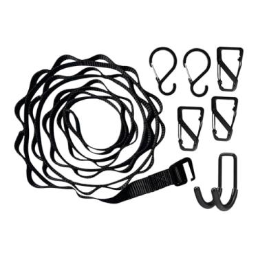 Imagem de UGPLM Suporte para equipamento de escalada em árvore com vários ganchos, fácil de instalar, ideal para pendurar roupas, lanternas, piqueniques, trilhas e, Preto