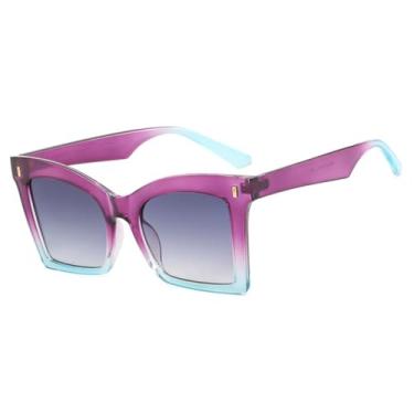Imagem de Óculos de Sol Feminino e Masculino com Lentes Degradê em Cores Candy, Proteção UV400, Ideal para Esportes ao Ar Livre, Corrida e Ciclismo, nas Cores Roxo e Cinza.
