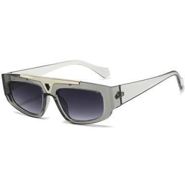Imagem de Óculos de Sol Olho de Gato com Armação Pequena, Feminino, Ponte Dupla, Lentes Degradê, Masculino, Proteção UV400, Ideal para Esportes ao Ar Livre, Corrida e Ciclismo, Cinza