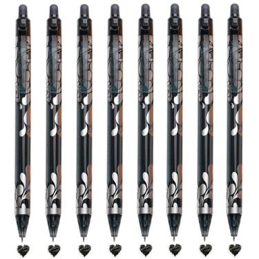 Imagem de MOZXIRZ 8 canetas de gel apagáveis, retráteis, apagáveis de 0,5 mm, caneta de escrita lisa, de tinta preta, caneta estética para mulheres, homens, meninas, meninos, material escolar (8 peças de tinta
