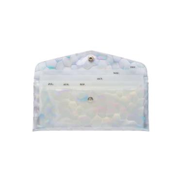 Imagem de Mogoostry Envelopes de dinheiro carteira PVC pedra decoração porta-dinheiro com 6 peças divisórias de bolso e adesivos de aba para planejador de contas, organizador de orçamento