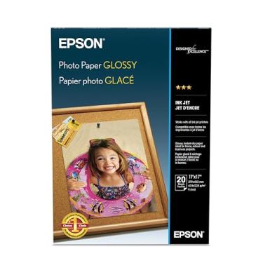 Imagem de Epson Papel fotográfico brilhante S041156, 23 kg, brilhante, 23 x 43 cm (pacote com 20 folhas), branco