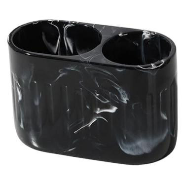 Imagem de Generic Porta-pasta de dentes, porta-pincéis de maquiagem, 2 compartimentos, acessórios de banheiro para organização e armazenamento de escova de dentes, Preto