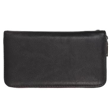 Imagem de aqxreight Carteira de Cartão de Crédito Com 36 Compartimentos para Cartões Bolsa Segura de Couro PU Com Zíper Longo e Alça de Mão para Cartão de Identificação Dinheiro Vinho Vermelho Ambientalmente