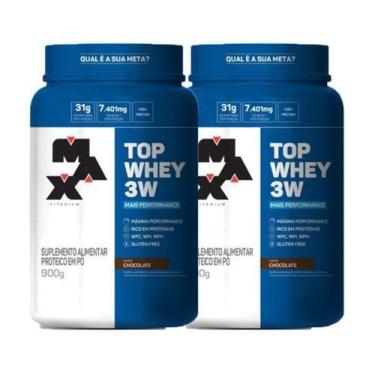 Imagem de Kit 2 X Whey Protein 3W 900g Top Whey Max Titanium Mais Performance, C