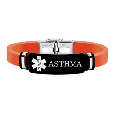 Imagem de Zircobic Pulseira de alerta médico de silicone leve gravada personalizada – impermeável, etiqueta de aço inoxidável confortável, unissex, opções multicoloridas, uso diário, fitness e atividades ao ar