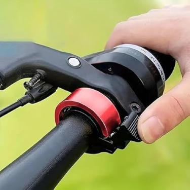 Imagem de Campainha de bicicleta oculta para guidão – liga de alumínio, som claro de 90 dB, sino de bicicleta compacto para bicicletas de estrada e montanha (vermelho)