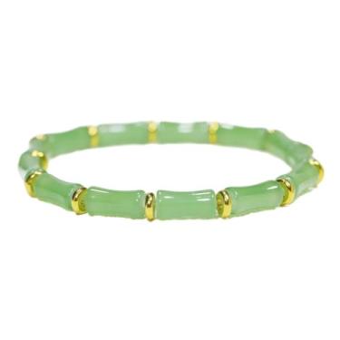 Imagem de Pulseira de segmento de bambu esmaltado, pulseira feminina de contas luxuosas e abundantes, pulseira de cristal simples, one size, Resina, labradorita branca