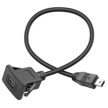 Imagem de QIANRENON Mini conector USB quadrado de encaixe curto cabo mini USB macho para fêmea adaptador de montagem fixa embutida, 480 Mbps 5V2A, painel de painel de painel de montagem de encaixe, desktop, 30