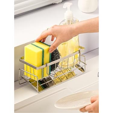 Imagem de Suporte organizador de pia de cozinha, rack de aço inoxidável, suporte de pia autodrenante para toalha de cozinha, panos