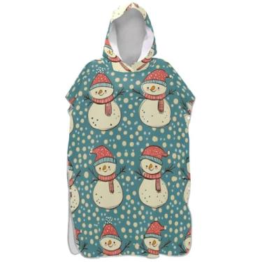 Imagem de Joisal Poncho de surfe plus size para trocador adulto toalha de praia com capuz floral fofo boneco de neve de Natal verde homens mulheres poncho com capuz