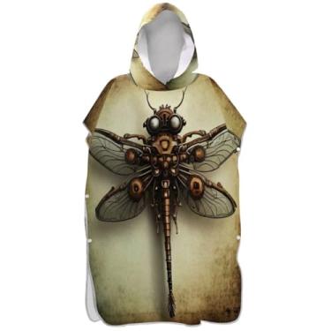 Imagem de Joisal Poncho de surfe mecânico vintage libélula para mudança de roupão adulto unissex de secagem rápida com capuz toalha de banho com capuz de praia