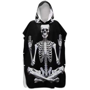 Imagem de Joisal Poncho de surfe trocador de roupão para praia Adul toalha de banho com capuz leve crânio sentado ponchos adultos para mulheres