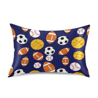 Imagem de Fronhas refrescantes florais bolas de beisebol basquete futebol marinho impressão arte de cetim King Queen almofadas padrão chinelos decoração king size 101,6 cm x 50,8 cm