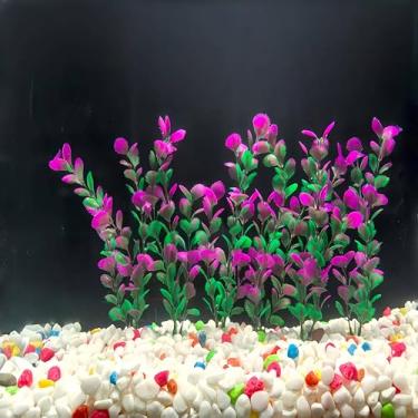 Imagem de BLKLWISDOM Conjunto de decoração de plantas de aquário para paisagismo rápido, decoração de aquário de plástico colorido com base pesada, acessórios seguros para água doce ou salgada de 5 a 10 galões