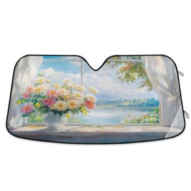 Imagem de Janela Flores Auto Para-brisa Para-brisa Dobrável Persiana de Janela Frontal para Carro Mantém o Veículo Fresco Pequeno