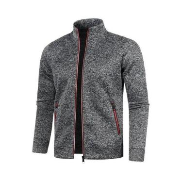 Imagem de Outono inverno masculino zíper malha mangas compridas fino cashmere mo