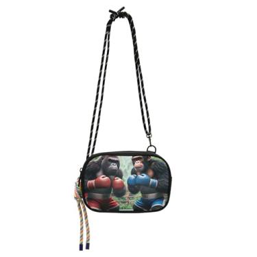 Imagem de TSENQUE Bolsa feminina pequena tiracolo bolsa de telefone com alça designer bolsas de ombro gorilas macacos boxe engraçado