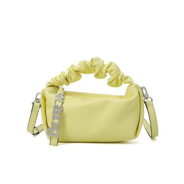 Imagem de Bolsa de ombro feminina macia pequena bolsa de mão de grife, bolsa clutch transversal leve, Amarelo claro
