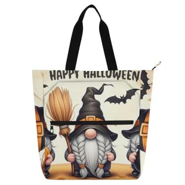 Imagem de Linda sacola feminina com gnomos de Halloween para trabalho, lona, praia, escola, bolsas para professores com compartimentos