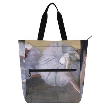 Imagem de GAIGEO Edgar Degas Balé Dançarinos Pintura Tote Feminina Bolsa de Trabalho Lona Sacos de Tecido Faculdade Escola Bonito Presente Infantil para Amantes de Livros Bolsas