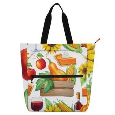 Imagem de Sacolas de trabalho femininas com abóboras para colheita de outono, lona, praia, escola, bolsas, professores, livros, presentes