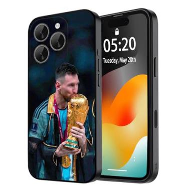 Imagem de C0KC0IP Capa para iPhone 16 Pro Max, Mess%i Super Soccer Star Player moderna proteção total de silicone macio TPU capa amortecedora com absorção de choque para iPhone 16 Pro Max, bandeira do futebol
