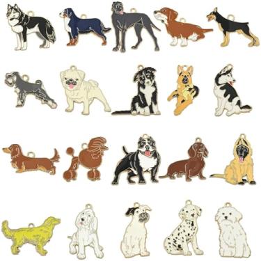 Imagem de UR URLIFEHALL 20 berloques aleatórios esmaltados para cães de estimação, animais fofos, pingentes para colar, pulseira, brincos, chaveiros, joias