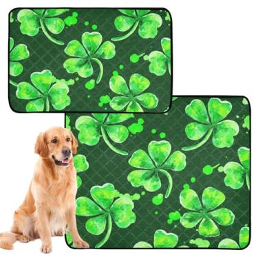 Imagem de Almofadas de xixi laváveis para cães, reutilizáveis, tapetes de animais de estimação, trevos verdes, absorventes verdes, tapetes de penico para cães, à prova d'água, tapete de cercadinho para cães