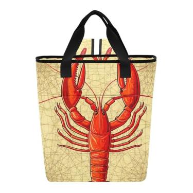Imagem de Joitme Sacola térmica vibrante lagosta vermelha bege com 36 latas com isolamento térmico macio para viagens