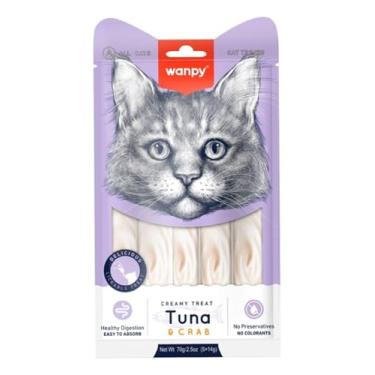 Imagem de Petisco Wanpy Truly Creamy para Gatos – 5 tubos de 14g (5 Unidades, Atum e Caranguejo)