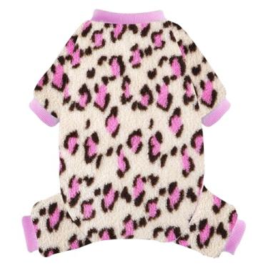 Imagem de Pijama de inverno para cães pequenos, meninas, meninos, pijamas de inverno para clima frio, 4 pernas, suéter para chihuahua yorkie xícara de chá, macacão fofo para animais de estimação (PP, leopardo